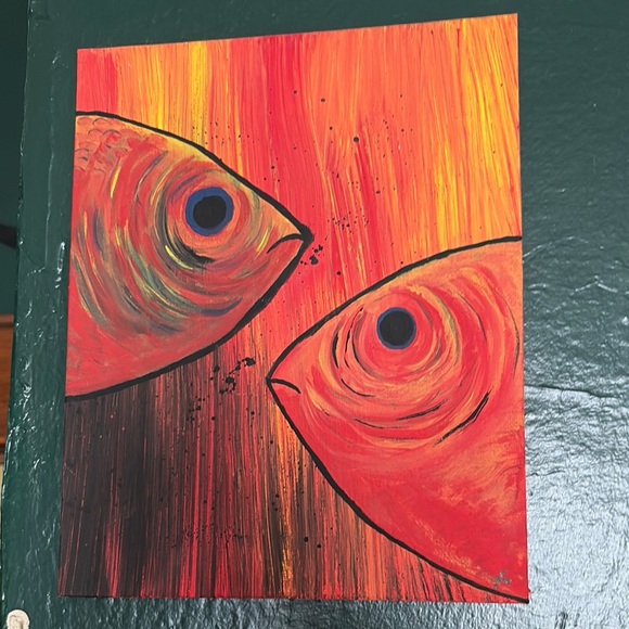 Vibrant Fish Art Print 8x10 hand painted original - Picture 1 of 1